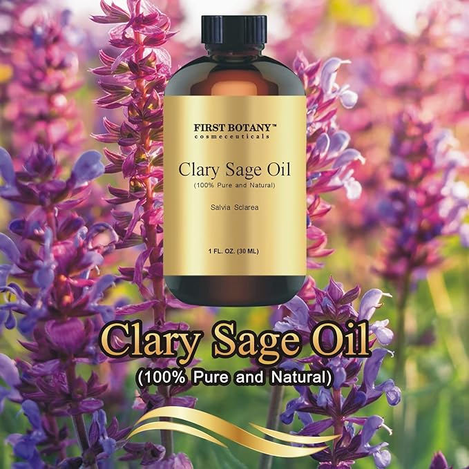First Botany, 100% Clary Sage Pure Essential Oil - Premium Clary Sage Oil for Aromatherapy, Massage, Topical & Household Uses - 1 fl oz