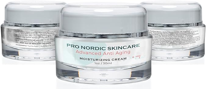 Pro Nordic Skincare Advanced Anti Aging Moisturizing Cream - Day & Night Wrinkle-Correcting Formula - Contains Vitamin C & A - Reduce Appearance of Wrinkles & Lines - Support Collagen Production