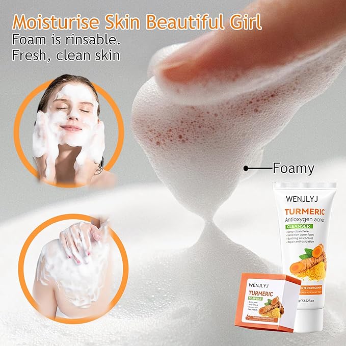 Turmeric Soap Skincare Set with Honey Face Sheets Mask,Hydrating Travel Size Turmeric Face Wash,Moisturizing Face Toner & Face Serum & Face Cream,Eye Cream Skin Care Gift Set for Women(9PCS)