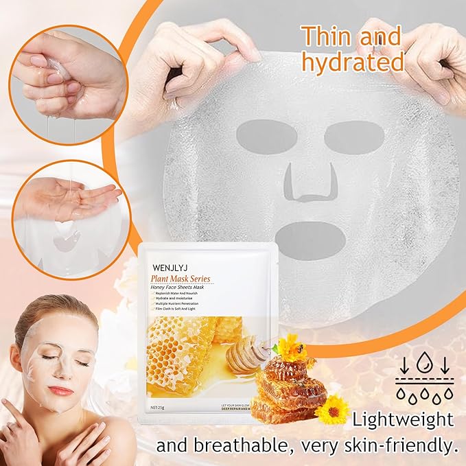 Turmeric Soap Skincare Set with Honey Face Sheets Mask,Hydrating Travel Size Turmeric Face Wash,Moisturizing Face Toner & Face Serum & Face Cream,Eye Cream Skin Care Gift Set for Women(9PCS)