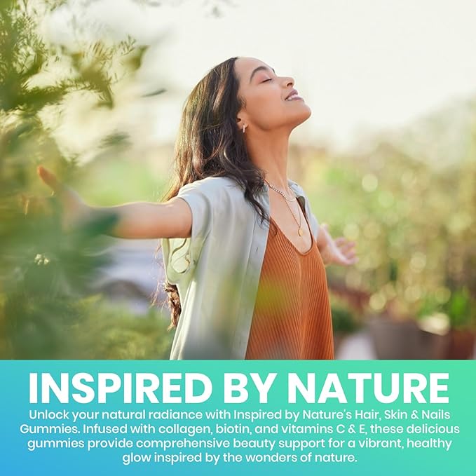 Hair, Skin & Nail Gummies | Biotin Collagen Vitamin C & E Supplement | 3000mcg Biotin | Raspberry Flavored | 60 Gummies