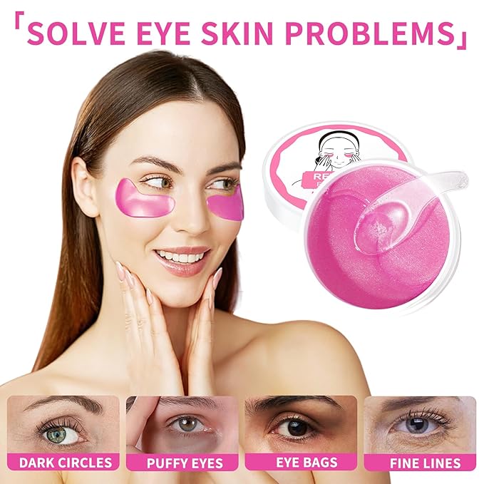 Under Eye Patch for Dark Circles and Puffy Eyes,Under Eye Masks Reduce Smooth Wrinkles and Under-eye Egg,Moisturizing Under Eye Pads For Women,Retinol Eye Mask Patch-60 Pcs