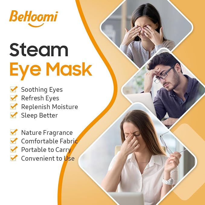 30Packs Steam Eye Mask, Heated Eye Mask Warm Compress for Eyes, Self Heating Warm Eye Masks Disposable Steam Mask for Home Sleep, Spa, Travel Essentials & Relaxation Gifts (Sweet Orange)