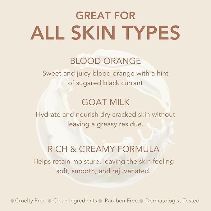 Dionis Goat Milk Skincare Blood Orange 8.5oz Hydrating Body Lotion and 3.3oz Hand & Body Moisturizing Travel Size Cream Scented Bundle, Natural Ingredients, Made in the USA, Cruelty Free, Paraben Free