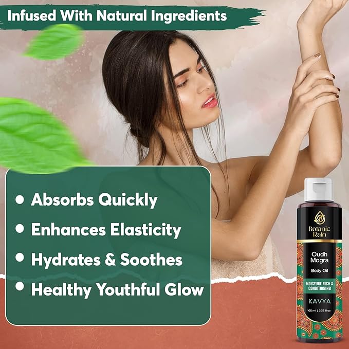 Ayurveda Body Oil With Oudh & Mogra, Organic Body Oil After Shower, Moisturizing & Hydrating Natural Body Oils For Women And Men (Pack of 2, Oudh Mogra)