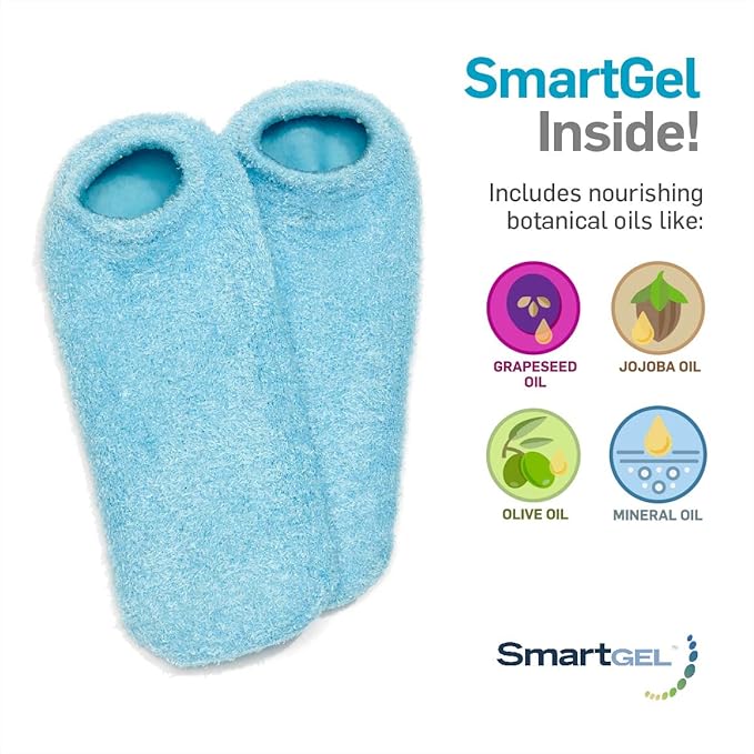 NatraCure Moisturizing Gel Booties and Gloves Set - (for Dry Skin, Dry Hands, feet, Cracked Heels, cuticles, Rough Skin, Dead Skin, use with Your Favorite lotions) - 155/175-AQ/RET - Color: Aqua