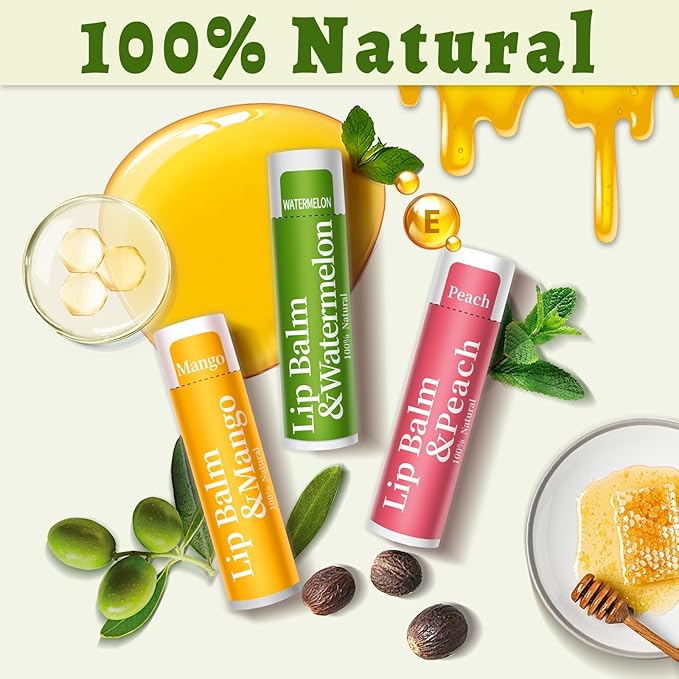 84 Pack of Lip Balm, 12 Flavored Lip Balms Natural Organic Vitamin E Lip Balms Pack for Dry Cracked Lips, Moisturising Lip Balm Bulk Gifts Stocking Stuffers Party Favors(4.2g/0.15oz)