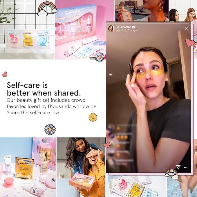 grace & stella Award Mothers Day Gifts for Friends, Gifts for Her - Travel Essentials for Moms with Under Eye Masks, Serum, Cleanser, Lip Balm - Perfect for Anniversary, Birthdays - Vegan Self Care