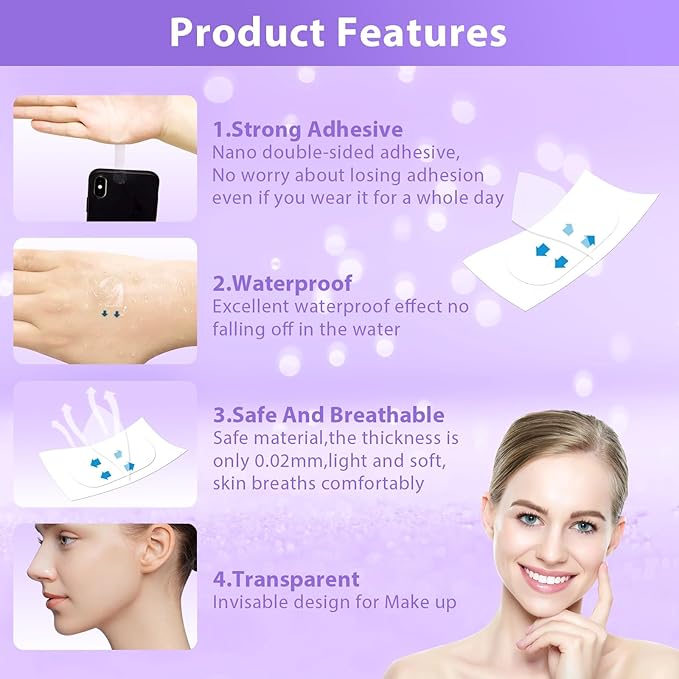 Face Tape Lifting Invisible,200PCS Face Lift Tape Invisible Neck Tape Face Lifter Tape Facelift Tape for Makeup Tape Instant Face Lift Facial Tape for Sagging Skin Double Chin