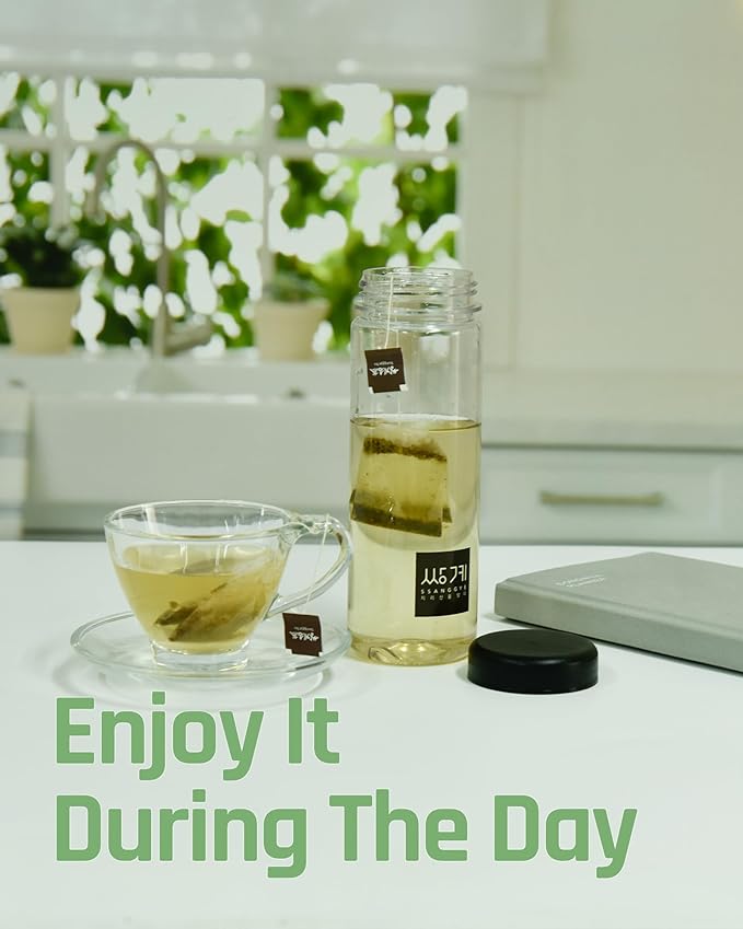 Ssanggye Brown Rice Green Tea 1.2g x 40 Tea Bags, Premium Korean Herbal Tea Hot Cold Soft Taste 4 Seasons Made in Korea