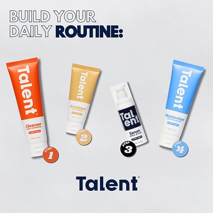 Talent Essential Starter Skincare Set - 90 Day Supply, Korean Skincare, EWG Verified, Fragrance-Free Daily Cleanser (3.0 oz) & Moisturizer (2.5 oz)