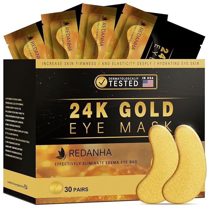 30 Pairs 24K Gold Under Eye Patches Face Masks Dark Circles Puffy Eye Bags Collagen Skincare Spa Trip Eye Mask Gift