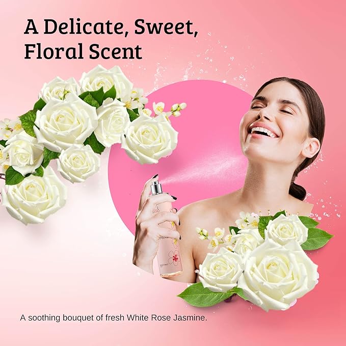 Home Spa Gift 10oz Deep Moisturizing Fragrance Body Lotion & 8 oz. Fine Fragrance Body Mist Set Luxury Self-Care Combo for Women & Girls (White Rose Jasmine) Mother’s Day Gift for Mom