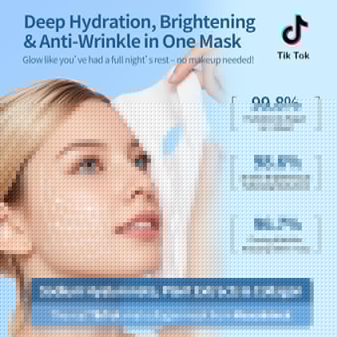 Collagen Face Mask with Hyaluronic Acid - Multi-Action Hydrating & Firming Face Mask for Women, Soothing Portulaca Oleracea for Redness Relief, Ideal Face Masks Skincare for All Skin Types,25g x 6ea