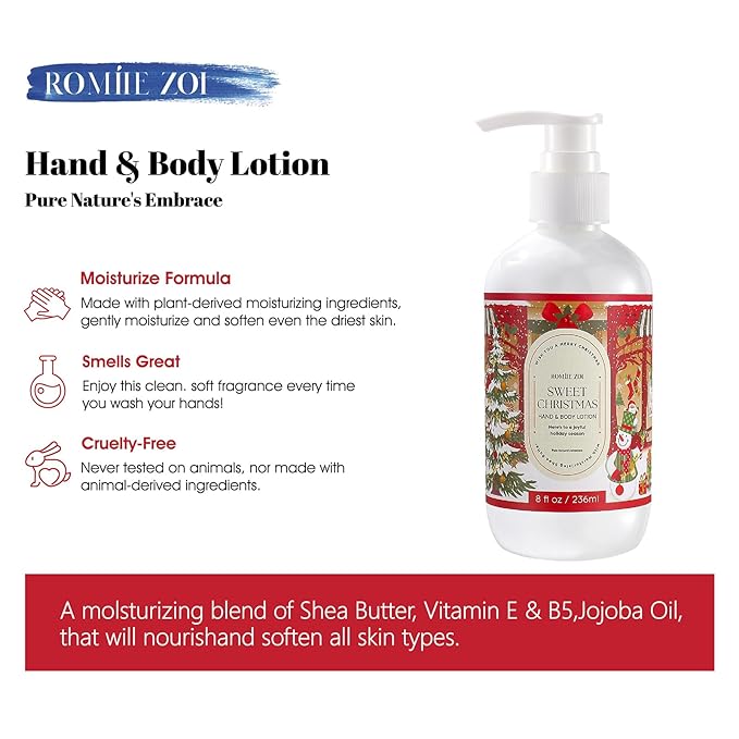 Christmas Hand & Body Lotion with Moisturizing Shea Butter - Sweet Christmas- Infused with Sweet Pine Aroma - 236 ML / 8 FL OZ