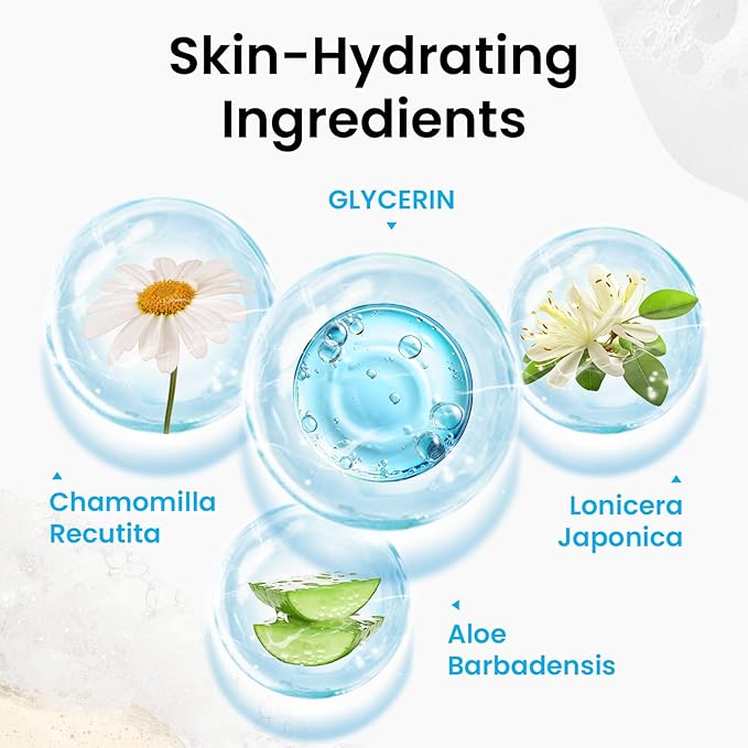 Elvira Gentle Foaming Hydrating Facial Cleanser, Face Wash for Oily Skin and Sensitive Skin, Pore Deep Cleansing, Makeup Remover, Non-Comedogenic, Fragrance Free, Soap Free & Paraben Free, 6.76 fl oz