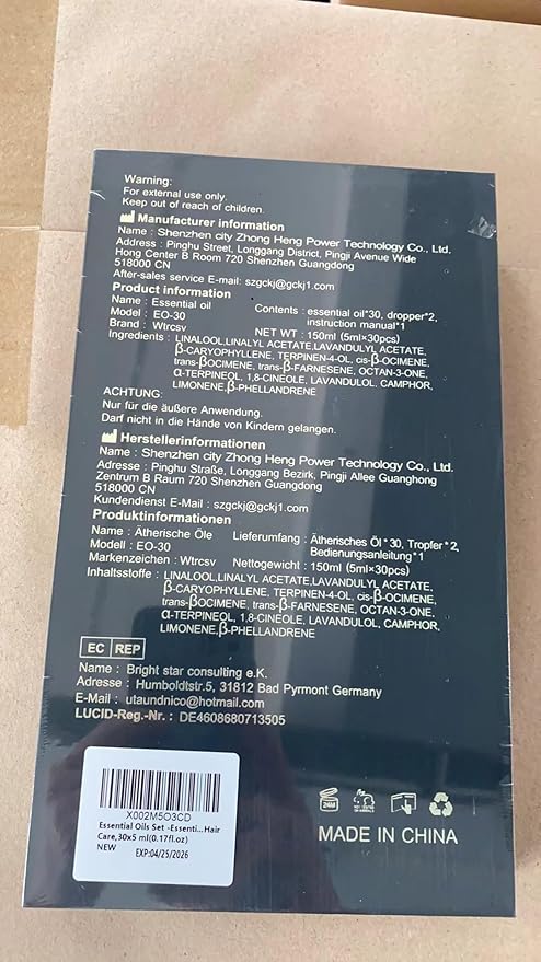 Essential Oils Set -Essential Oils - 100% Natural Essential Oils-Perfect for Diffuser, Humidifier,Aromatherapy, Massage,Skin & Hair Care,30x5 ml(0.17fl.oz