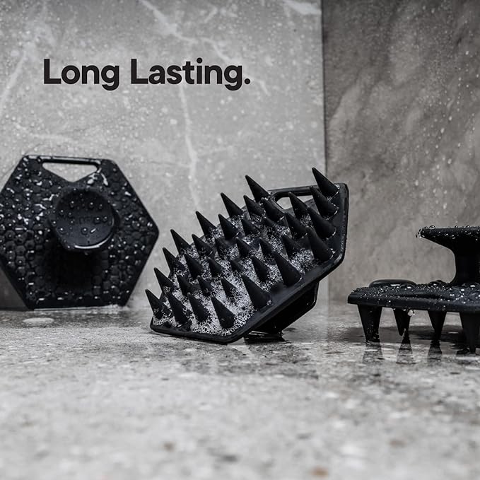 TOOLETRIES Scalp Scrubber - Silicone Exfoliating Hair Scrubber for Men, Bath & Shower Accessories - Durable Scalp Massager That Boosts Circulations & Strengthens Hair - Charcoal