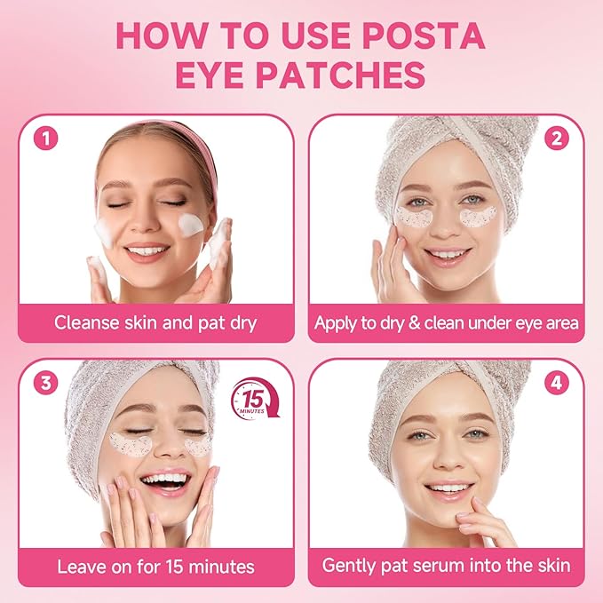 POSTA 20Pairs/40Pcs Collagen Under Eye Patches, Glitter Under Eye Mask for Dark Circles and Puffiness, Hydrating Eye Skincare Reduce Wrinkles and Fine Lines, Eye Gels Pads for Beauty Personal Care