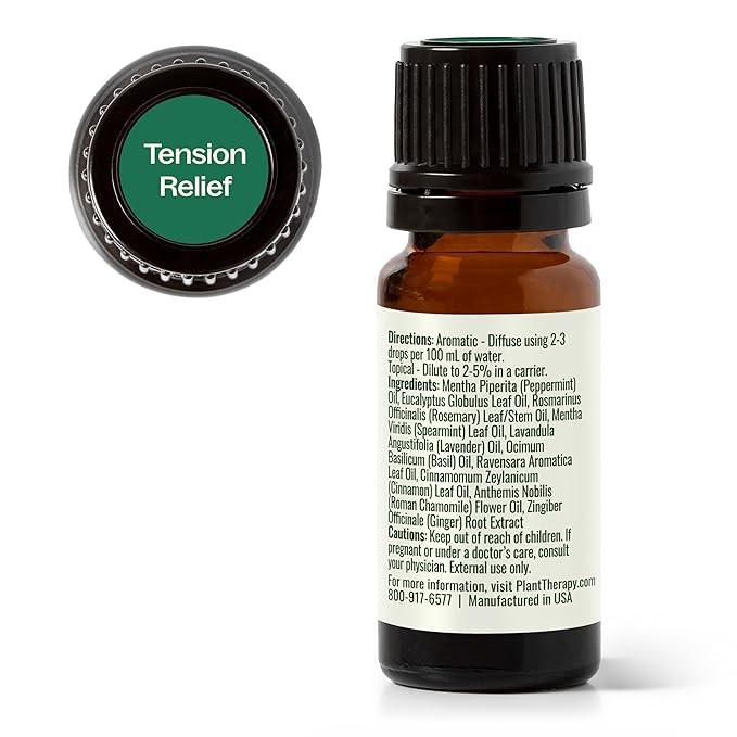 Plant Therapy Tension Relief Essential Oil Blend 10 mL (1/3 oz) 100% Pure, Undiluted, Therapeutic Grade
