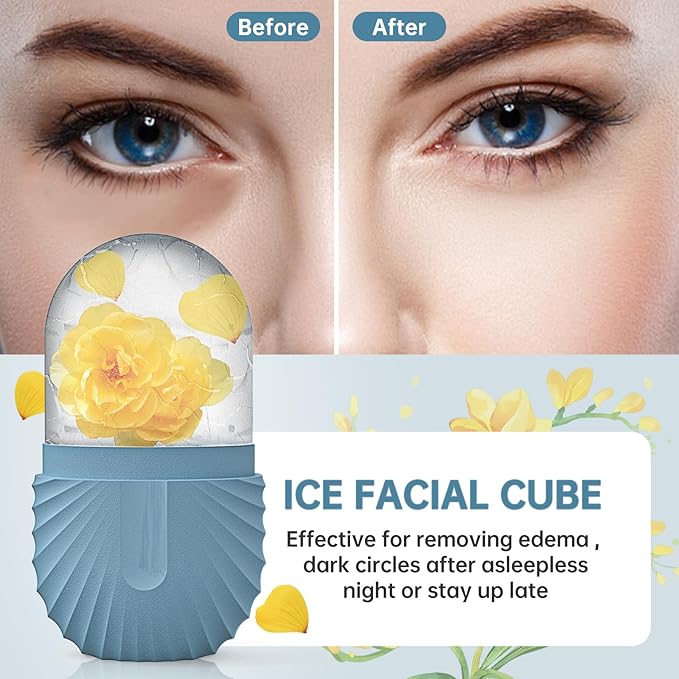 Ice Face Roller, Ice Cube Roller for Face,Facial Beauty Ice Roller Skin Care Tools,De-Puff Eye Bags, Reduce Migraine Pain(Blue)