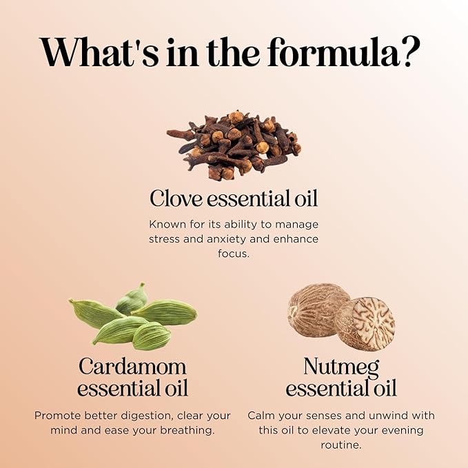 Vanilla Spice Essential Oil Blend for Diffusers, Baths, Candles, Soaps & DIYs - Made With 100% Pure Oils: Nutmeg, Cinnamon, Vanilla, Cardamom & Clove