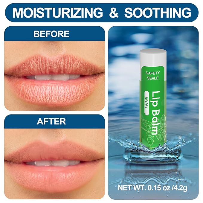 10 Pack Natural Lip Balm Bulk with Vitamin E and Coconut Oil - Moisturizing, Sootand Cracked Lips, Mini Chap Stick Gifts for Kids Women Men- 10 Flavors - Non-GMO