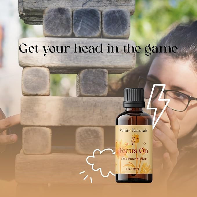 White Naturals Focus On Essential Oil Blend – Refreshing Aromatherapy Oil for Clarity & Attention, 100% Pure & Natural Essential Oils for Productivity, 1oz