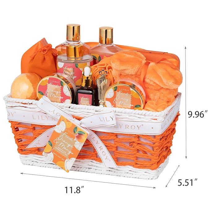 Mothers Day Gifts for Mom - Premium 21-Piece Tropical Bath & Body Basket Set for Women, Spa Gift Basket with Shower Gel, Bath Bomb | Christmas Valentine's Birthday Gift All Occasion Holiday Gift Idea