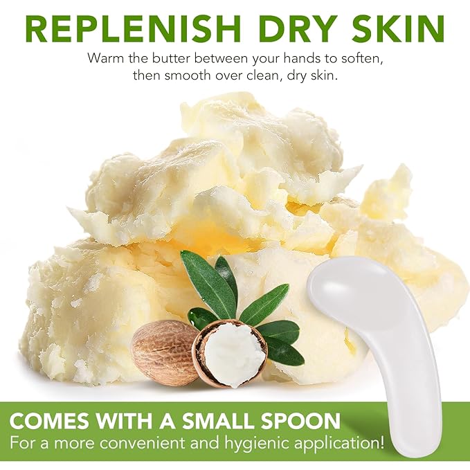 Pure Organic Shea Butter Raw, Unrefined Body & Face Butter, 100% Pure & Natural Body Butter for Dry, Cracked Skin, Stretch Marks & Anti-Aging, 7.76 oz