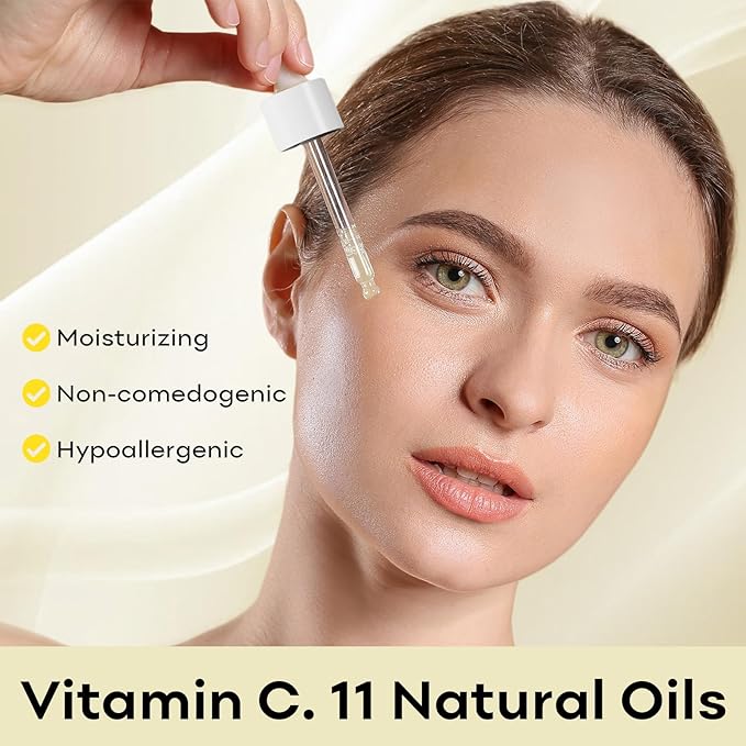 Natural Plant Derived Facial Oil - 100% Organic Anti Aging Facial Seed Oil with Grapeseed, Jojoba Oil, Vitamin E Oil, Daily Facial Oil Hydrating Moisturizer for All Skin Types