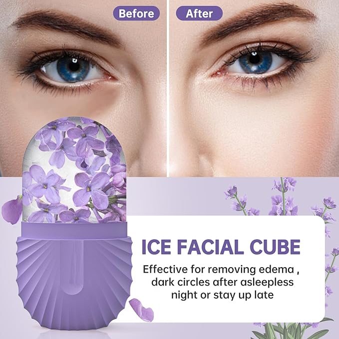 Ice Face Roller, Ice Cube Roller for Face,Facial Beauty Ice Roller Skin Care Tools,De-Puff Eye Bags, Reduce Migraine Pain(Purple)