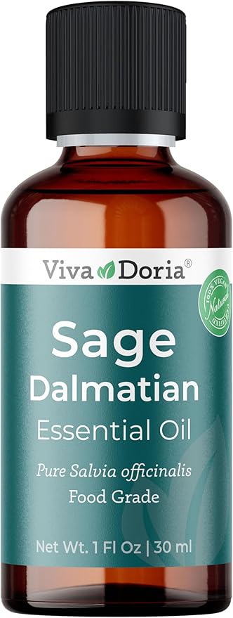Viva Doria Sage Essential Oil, 100% Pure, Natural, Dalmatian Sage Essential Oil, Undiluted, for Aromatherapy | Food Grade, 30 mL (1 Fluid Ounce)