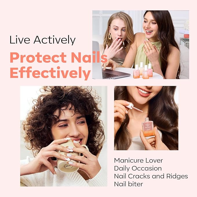 modelones Nail Strengthener Ridge Filler for Nails Repair Kits Jelly Nude Nail Polish for Thin Weak & Damaged Nails Hardener for Nail Protection, Nail Care, 15ml