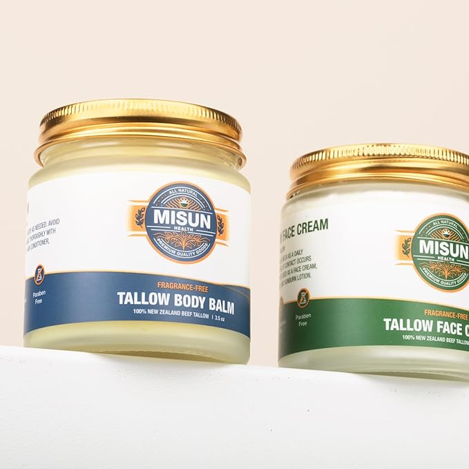 Unscented Beef Tallow Moisturizing Hand & Body Balm - 100% Natural New Zealand Tallow Fragrance-Free