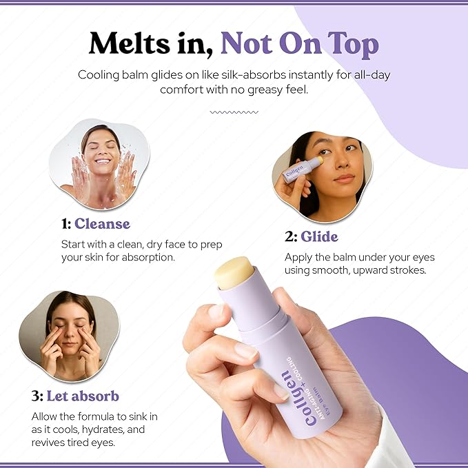 BellaBLISS Collagen Eye Balm Stick for Dark Circles, Puffiness & Wrinkles โ Cooling Under Eye Cream with Collagen, Anti-Aging & Hydrating Formula โ Made in Korea - 0.35 oz / 10 g - Pack of 1