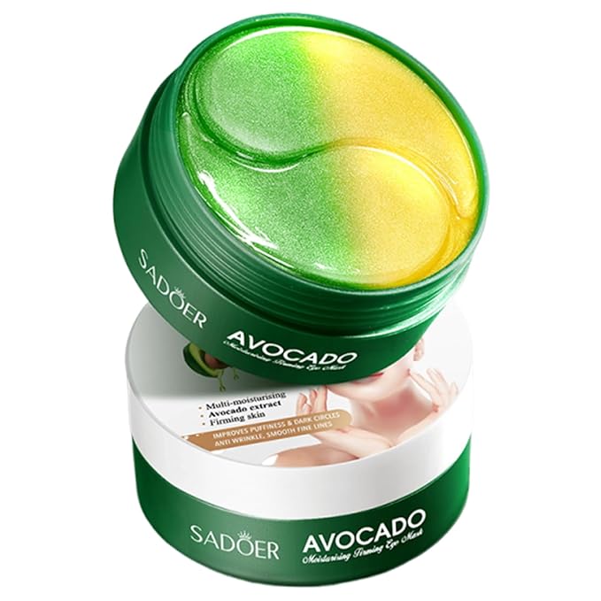 Avocado Under Eye Patches - 60 Pcs Eye Mask Anti-Aging Collagen Hyaluronic Acid Moisturizing Under Eye Mask for Removing Dark Circles