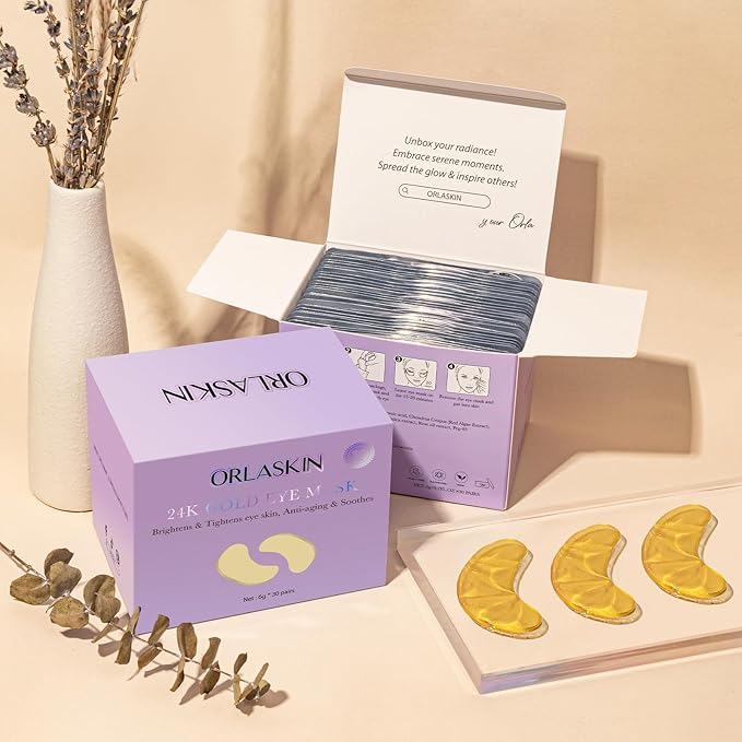 Under Eye Patches,30 Pairs Eye Mask Skin care for Dark Circles, Puffy Eyes, Under eye Bags,Wrinkles,Eye Treatment Skin Care for Men & Women Gift (24K Gold)