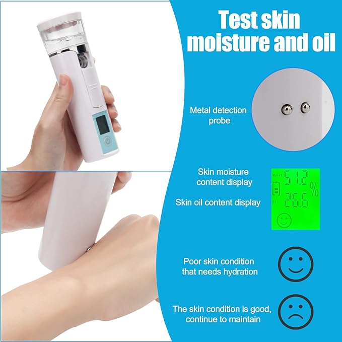 Nano Facial Mister, Mini Facial Steamer, Handy Moisturizing Mist Sprayer, Atomization Eyelash Extensions Skin Care Steamer, USB Rechargeable (Water Supplementer) (50ml)