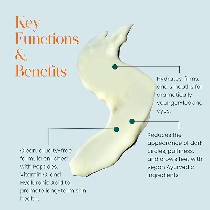 Hylunia Intensive Repair Eye Cream – Hydrating & Firming with Peptides, Vitamin C & Hyaluronic Acid – Reduces Dark Circles, Puffiness & Fine Lines – Lightweight, Vegan, Clean Skincare