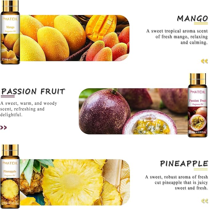 9PCS Fruity Essential Oils Gift Set, 10ml/0.33fl.oz Fragrance Oils for Soap, DIY Candle, Bath Bombs Making, Fruit Scented Oils for Diffusers for Home