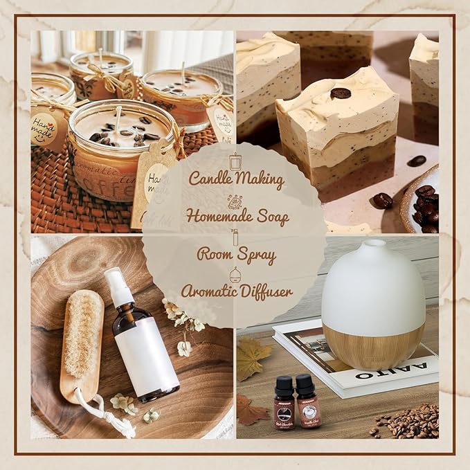 ARVIDSSON Coffee Fragrance Oils Set, Premium Essential Oils for Diffuser, Espresso, Vanilla Chai, Hot Chocolate, Blueberry Muffin, Eggnog Latte, Caramel Macchiato, Coffee Shop Scented Oils