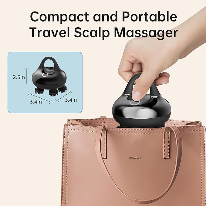 COMFIER Head Massager,Scalp Massage Hair Growth with 3 kneading Modes,Waterproof Body Massager for Stress Relief, Cat Massage(Black)