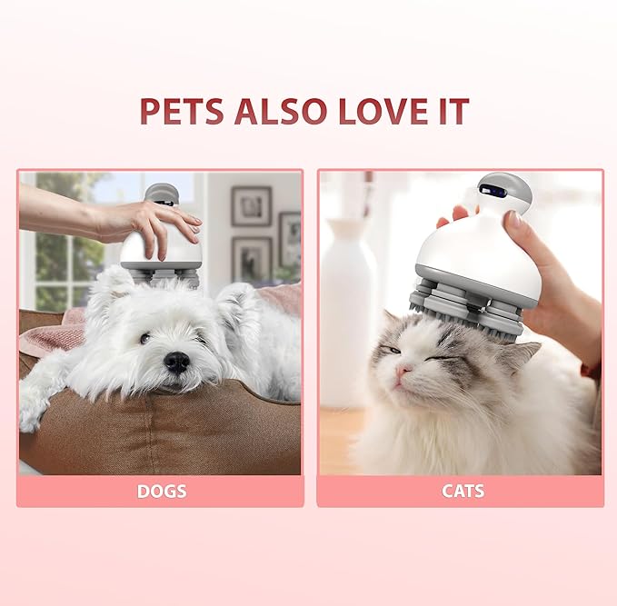 Electric Scalp Massager | 4-Mode Oil-Infused Head Massager with Oil Compartment | Promotes Hair Growth & Scalp Health | Removable Food Grade Silicone Heads