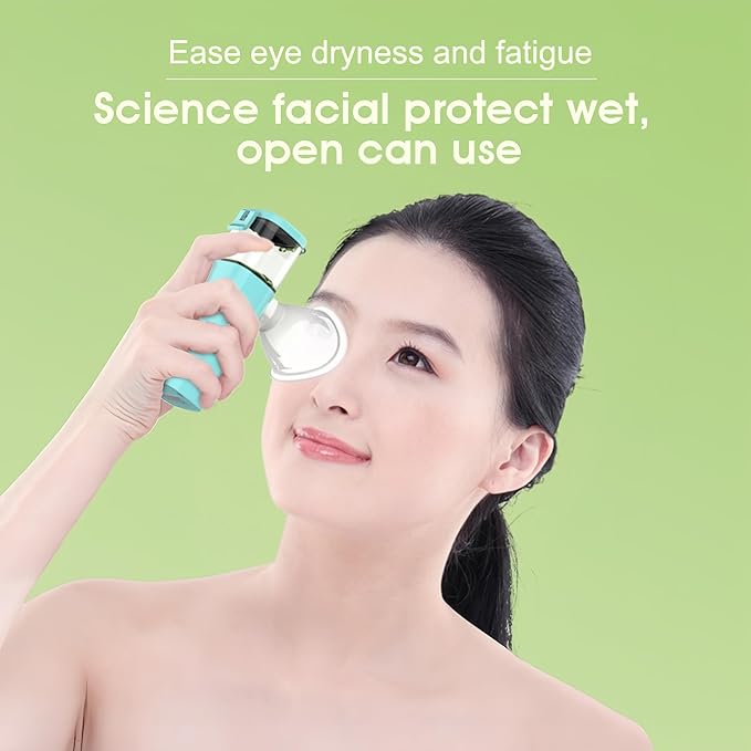 Nano Eye Mist Steam Sprayer Portable Compress for Relief Dry Eyes Eye Fatigue Products Eyelid Eye Care SPA Nebulizer Device Mini Face Eye Moisturizing Cleaning Soothing Steamer-Green