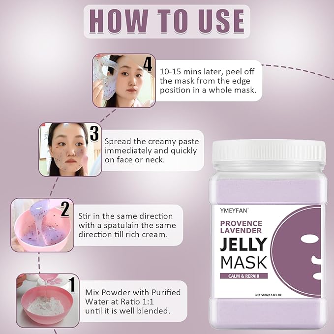 Jelly Mask for Facials Professional - Lavender Jelly Mask Powder, Gentle Soothes Face Skin Care for Facial Peel Off Vajacial Mask, Esthetician Supplies, Natural Ingredients Unscent