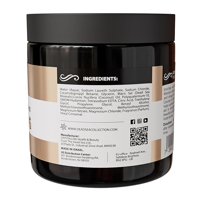 Dead Sea Collection Coconut & Shea Hair Mask - Repair, Strengthening and Hydrating for All Hair Types - with Nourishing Dead Sea Minerals and Coconut Oil - 16,9 Fl. Oz