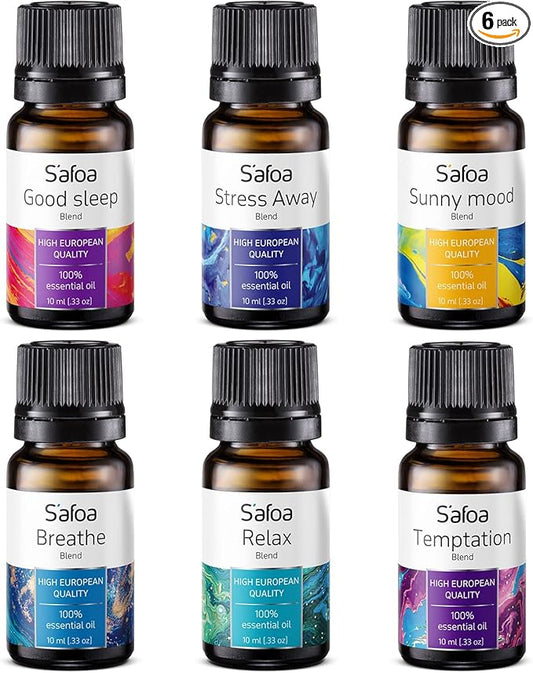 Top 6 Blends Essential Oils Set - Essential Oils Blends for Diffuser - Aromatherapy Blends Oils for Dream, Mood, Breathe, Love, Feel Good, Stress Relief