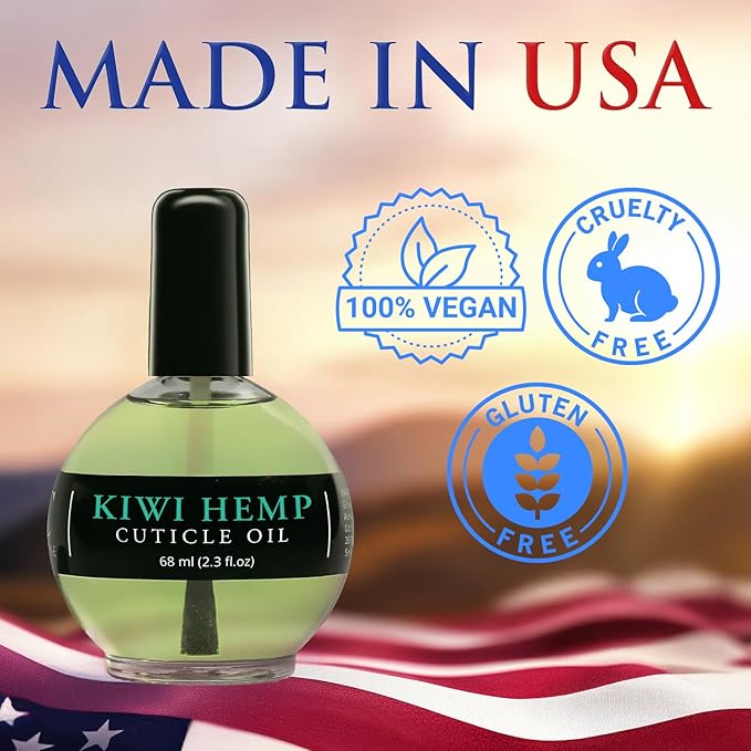 Nail Cuticle Oil Kiwi Hemp Scented 2.3 Fl Oz – Cuticle Oil for Nails with Jojoba Oil, Aloe, Vitamin E - Moisturizing Cuticle Care and Nail Oil Repair Treatment