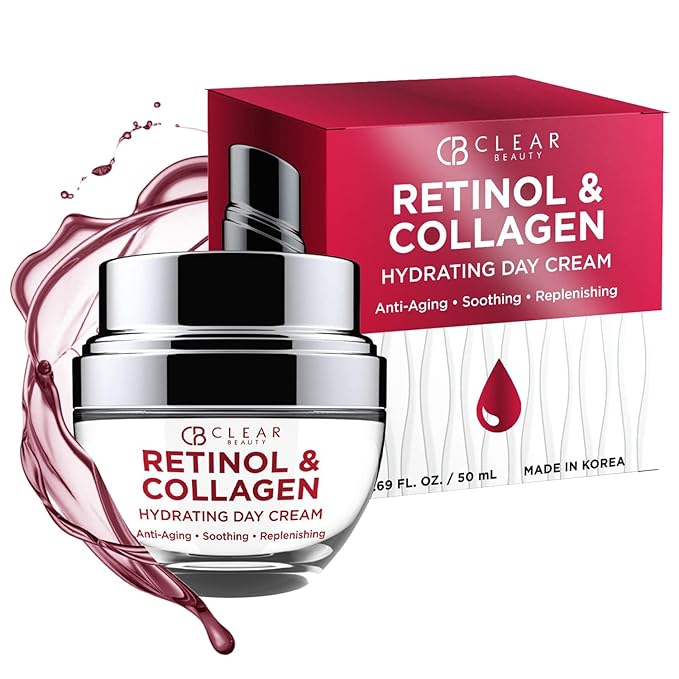 Retinol & Collagen Daily Face Moisturizer - Dermatologist Tested, Reduces Wrinkles, Fine Lines & Blemishes, Hydrating Anti-Aging, Clean Beauty, Cruelty-Free Korean Skin Care - 1.69 oz